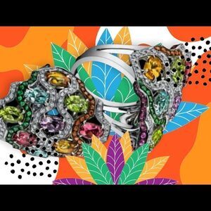 MULTI-FACET MULTI-COLOUR DIAMOND FASHION RING 6,7,8,10
